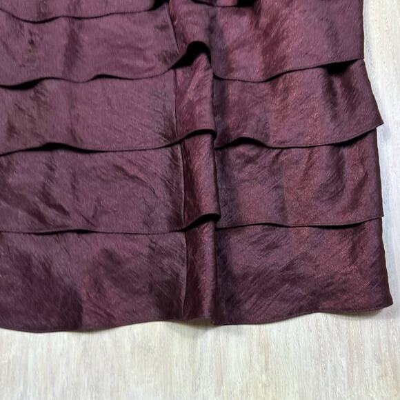 Adrianna Papell Taffeta Shutter Iridescent V-Neck Pleated Ruffle Sheath Dress 6 - Picture 6 of 16